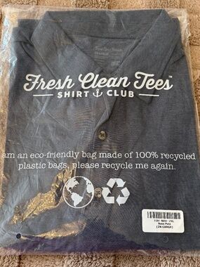 FRESH CLEAN TEES Men’s XXL Navy Blue Short Sleeve Polo Shirt